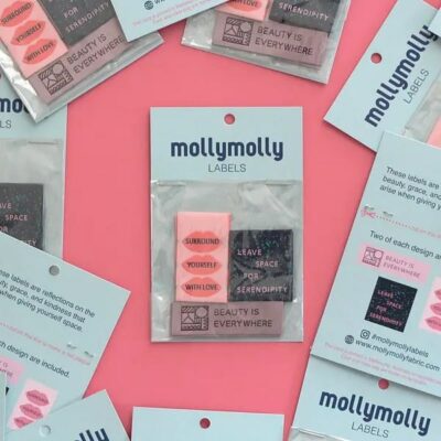 Multipack of With Love, Leave Space For Serendipity, Beauty is Everywhere colourful labels made and designed in Melbourne Australia