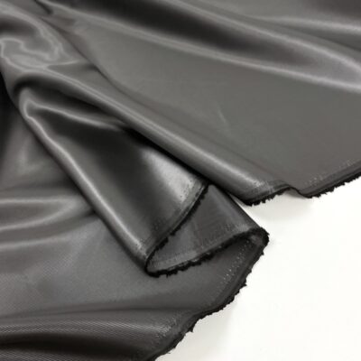 Shiny silky pure polyester lining in metallic grey